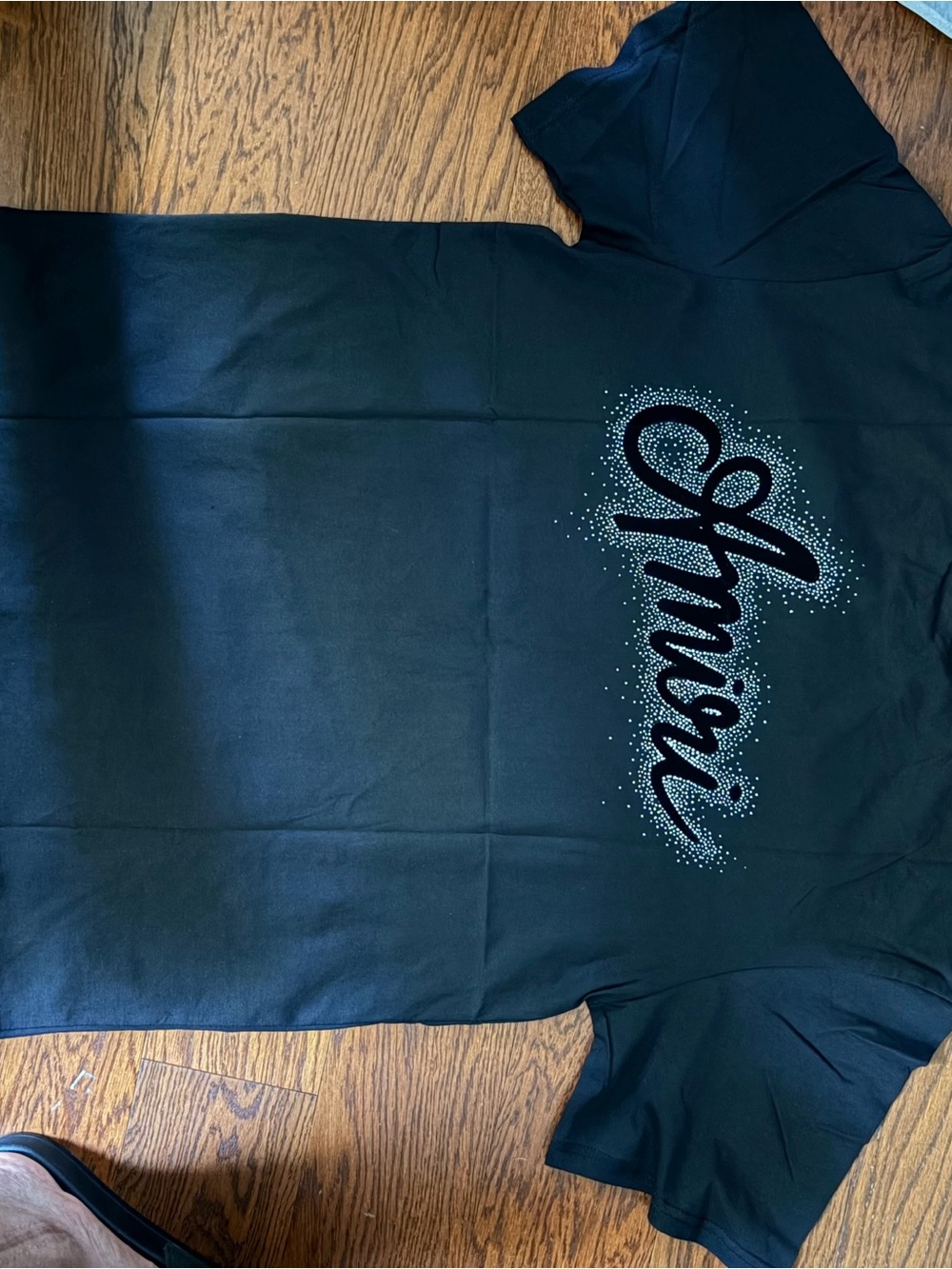 AMIRI Black Adult Tee with Rhinestone Script